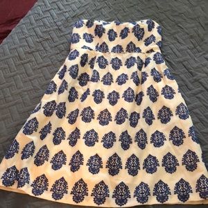 J Crew cream & Royal blue sundress